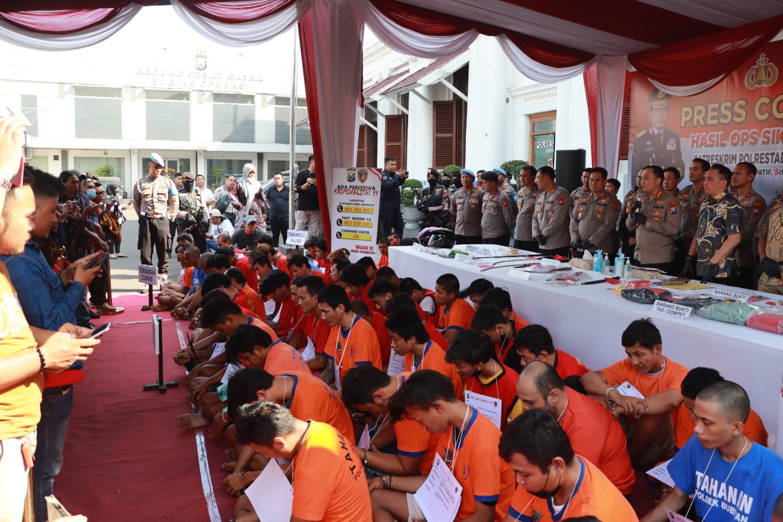 Operasi Sikat Semeru 2023, Polisi Berhasil Ungkap 177 Kasus dan Amankan 100 Tersangka Curanmor di Surabaya