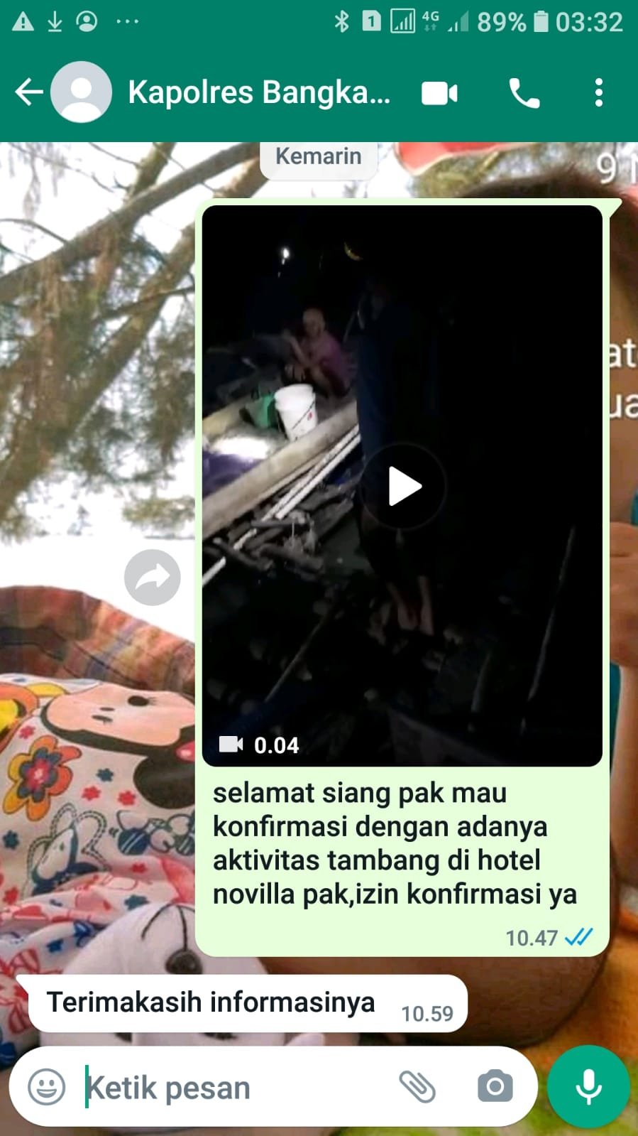 Pengurus Tambang Timah Sebu Malam Hari Belakang Hotel Novila Diduga Bernama Oksi
