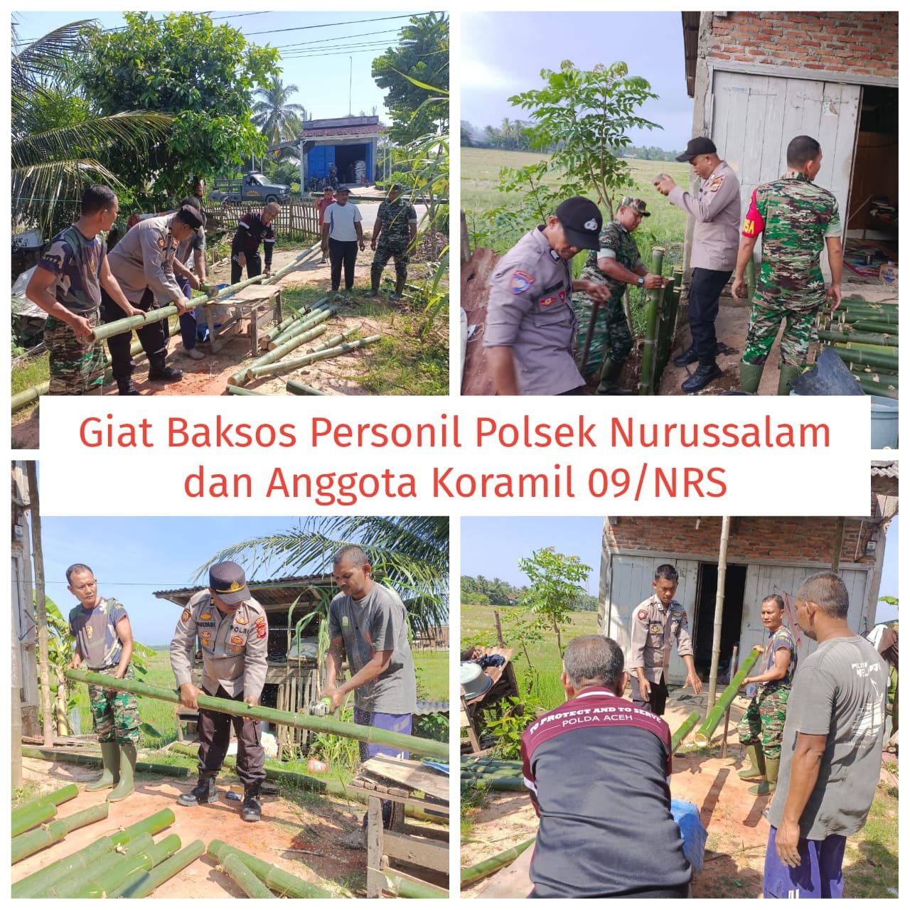 Giat Bakti Sosial Personil Polsek Nurussalam dan Anggota Koramil 09/NRS Dalam Rangka Menyambut HUT Bhayangkara Ke - 77