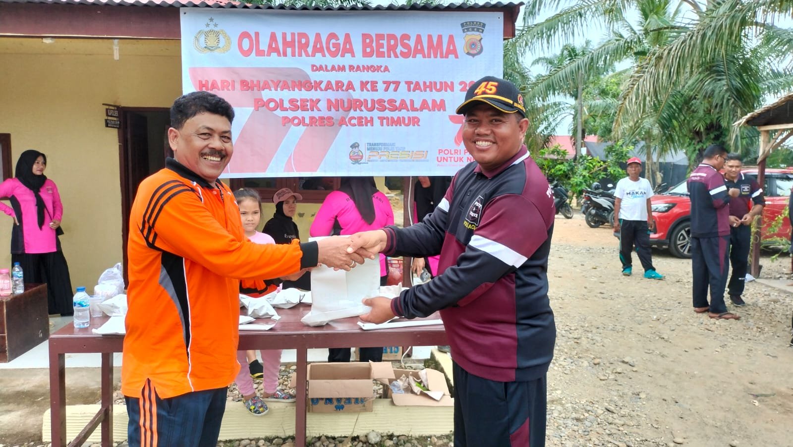 Terlaksana Kegiatan Olahraga Bersama TNI- POLRI Dalam Rangka Hari Bhayangkara Ke- 77 Tahun 2023 di Mako Polsek Nurussalam