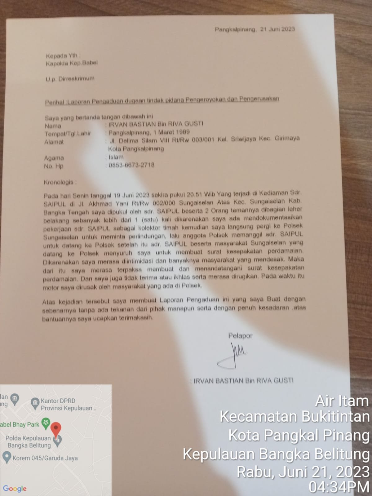 Terkait Atas Penganiayaan Dan Pengerusakan Motor Terhadap Wartawan Akan Menempuh Jalur Hukum Yang Berlaku