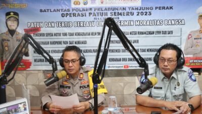 Bersama Media Polres Tanjungperak Sosialisasikan Operasi Patuh Semeru 2023 Cegah Fatalitas Lakalantas