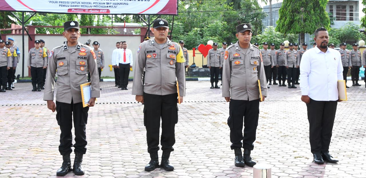 Empat Anggota Polsek Banda Alam Dapat Penghargaan Dari Kapolres Aceh Timur