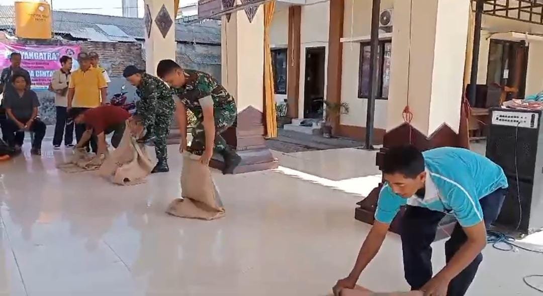 Semarakkan HUT Ke-78 Kemerdekaan RI, Koramil 0815/06 Kemlagi Bareng Pemerintah Kecamatan Adakan Lomba Permainan