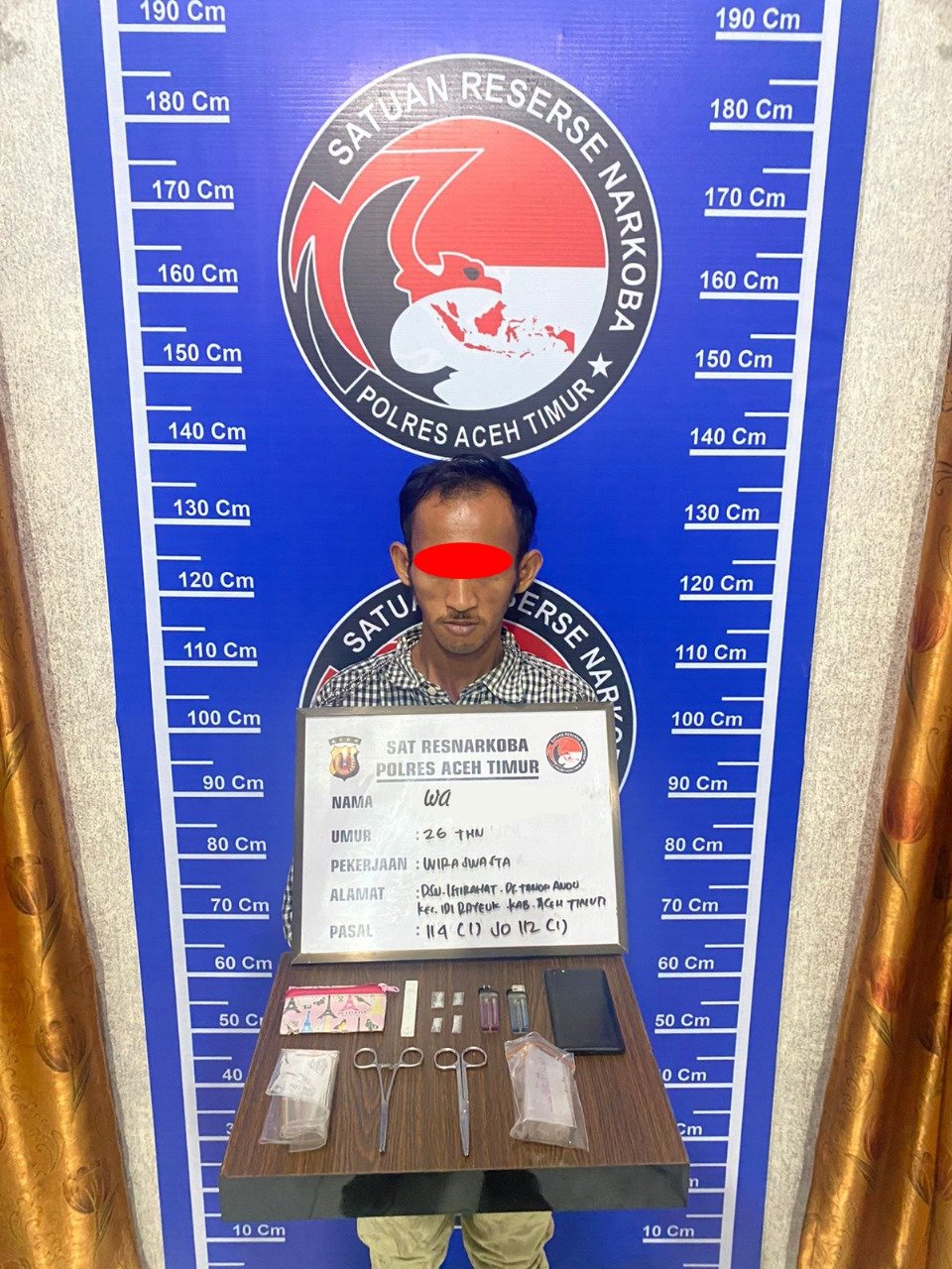 Satresnarkoba Polres Aceh Timur Amankan Warga Miliki Empat Paket Sabu