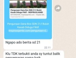 Diduga Terkait Dana BOS Fiktif Kepsek SDN 021/1 Buluh Kasab Ancam Wartawan