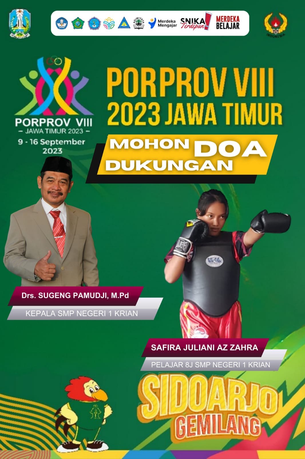 Murid SMPN 1 Krian Wakili Wushu Sidoarjo Bertanding di Porprov