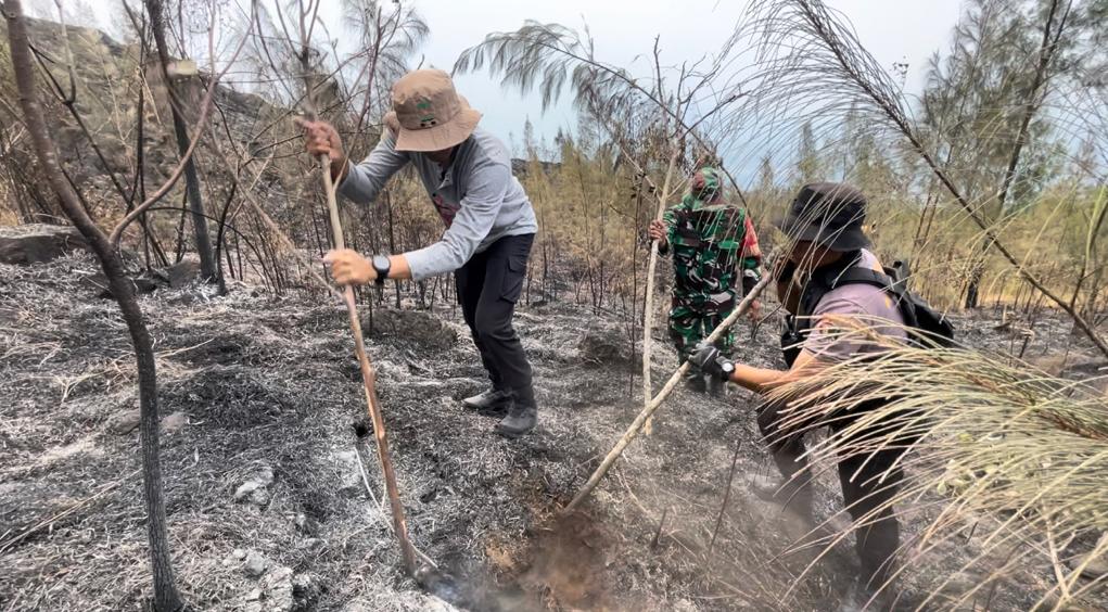Penanggulangan Bencana Karhutla, Kapolres Pasuruan Pimpin Pemadaman Api Di Area Gunung Welirang