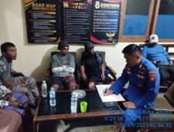 Komandan Pos Pol Airud Kotaagung Bersama Tim Gabungan Evakuasi Kapal Nelayan Karam