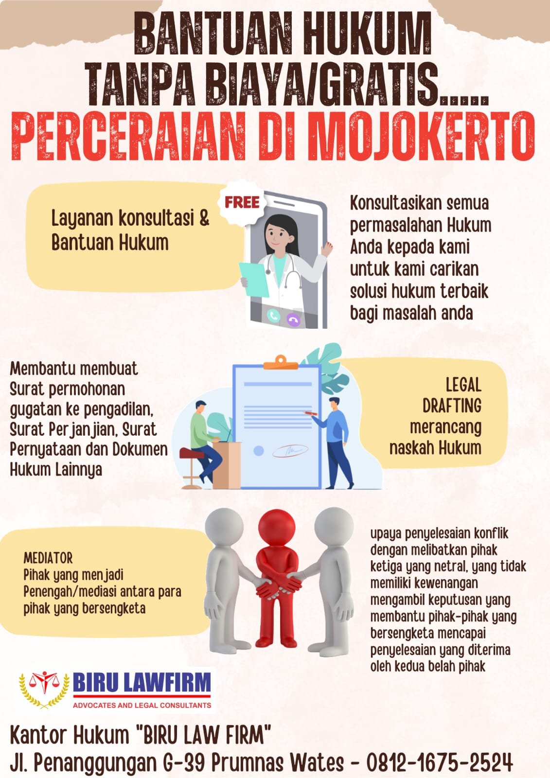 Kantor Hukum Biru Law Firm Berikan Bantuan Hukum Gratis Bagi Warga Mojokerto