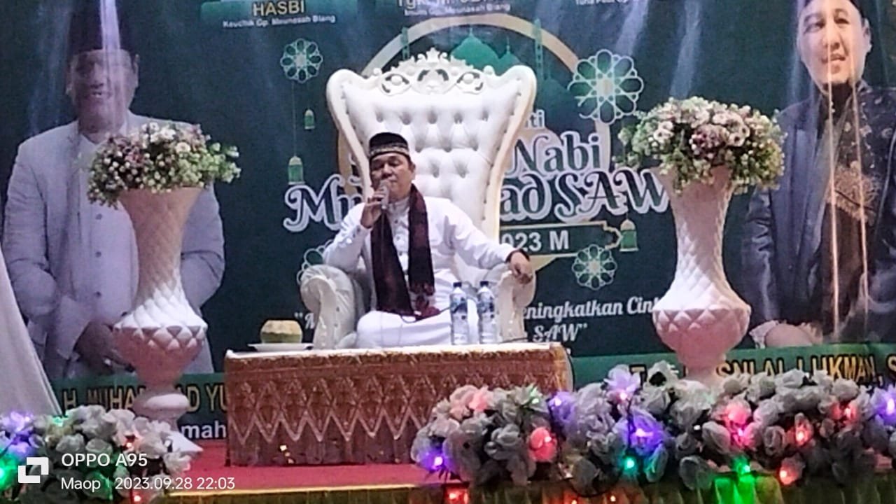 Tgk.muhammad Yunus mengisi ceramah akbar di desa meunasah blang (matang ulim), ikut hadir Bacaleg DPRK Atim Dapil 5 Muhammad Nazir dan Baihaqi