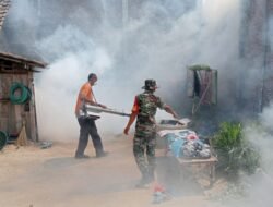 Antisipasi Demam Berdarah, Babinsa Bareng Pemdes Mojodowo Adakan Pengasapan