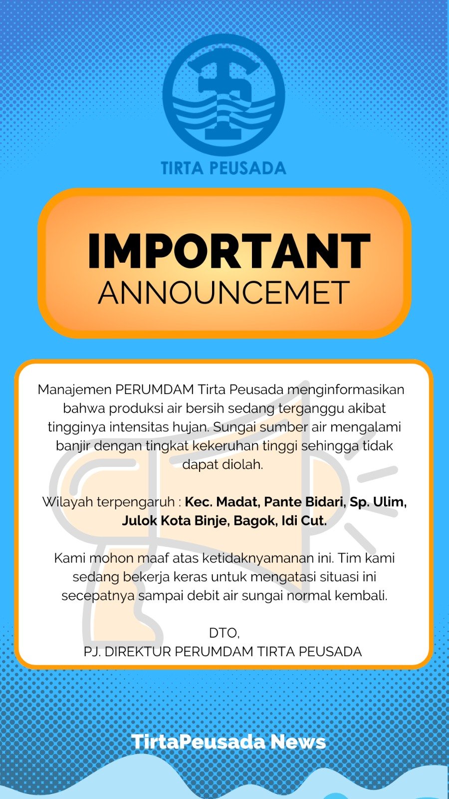 Press Release Perumda Tirta Peusada