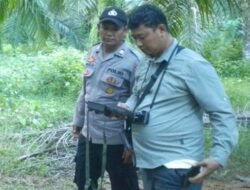 Anggota Polsek Banda Alam Polres Aceh Timur Dampingi Petugas Pasang Kamera Trap di Lokasi Sapi yang Dimangsa Harimau