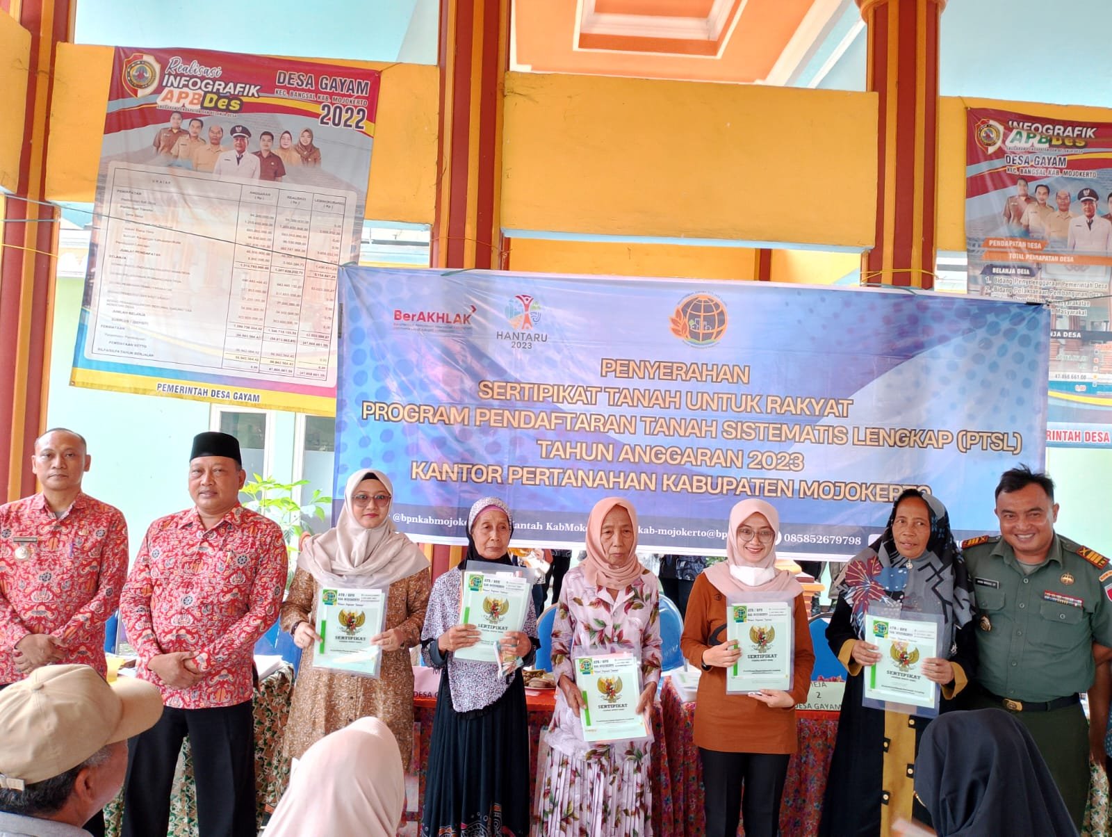 Danramil Bangsal Hadiri Penyerahan Sertifikat Tanah Program PTSL Desa Gayam