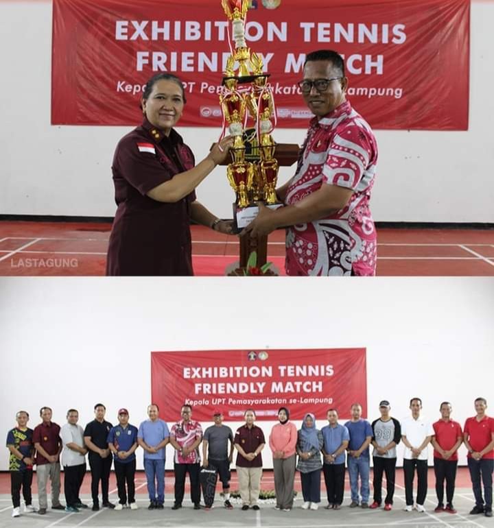 Lapas Kotaagung Menjadi Tuan Rumah Exhibition Tennis Friendly Match Kepala UPT Pemasyarakatan Se - Lampung