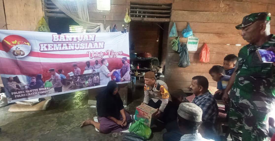 Bantuan Kemanusiaan Polsek Pantee Bidari Polres Aceh Timur Untuk Warganya