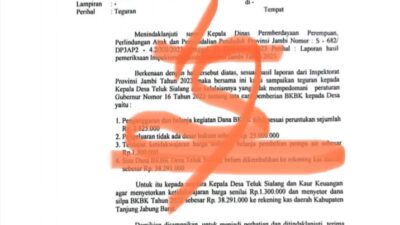 Diduga Temuan Penggunaan Dana BKBK Desa Teluk Sialang Tidak Ada Dasar Hukum Terindikasi Kangkangi Pergub No 16 Tahun 2022