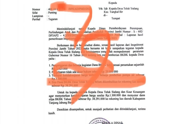 Diduga Temuan Penggunaan Dana BKBK Desa Teluk Sialang Tidak Ada Dasar Hukum Terindikasi Kangkangi Pergub No 16 Tahun 2022