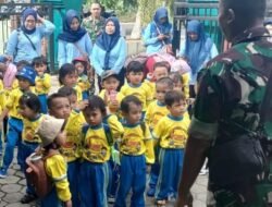 Kunjungi Markas Koramil 0815/05 Gedeg, Anak Didik KB Tunas Dharma Riang Gembira