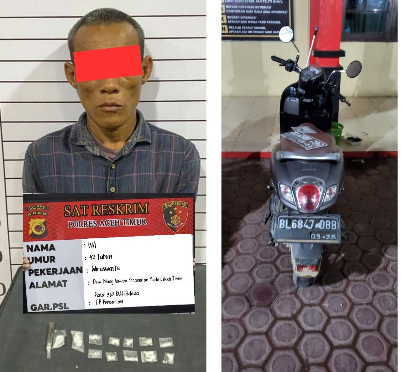 Polres Aceh Timur Amankan Satu Pelaku Curanmor Berikut Penadahnya