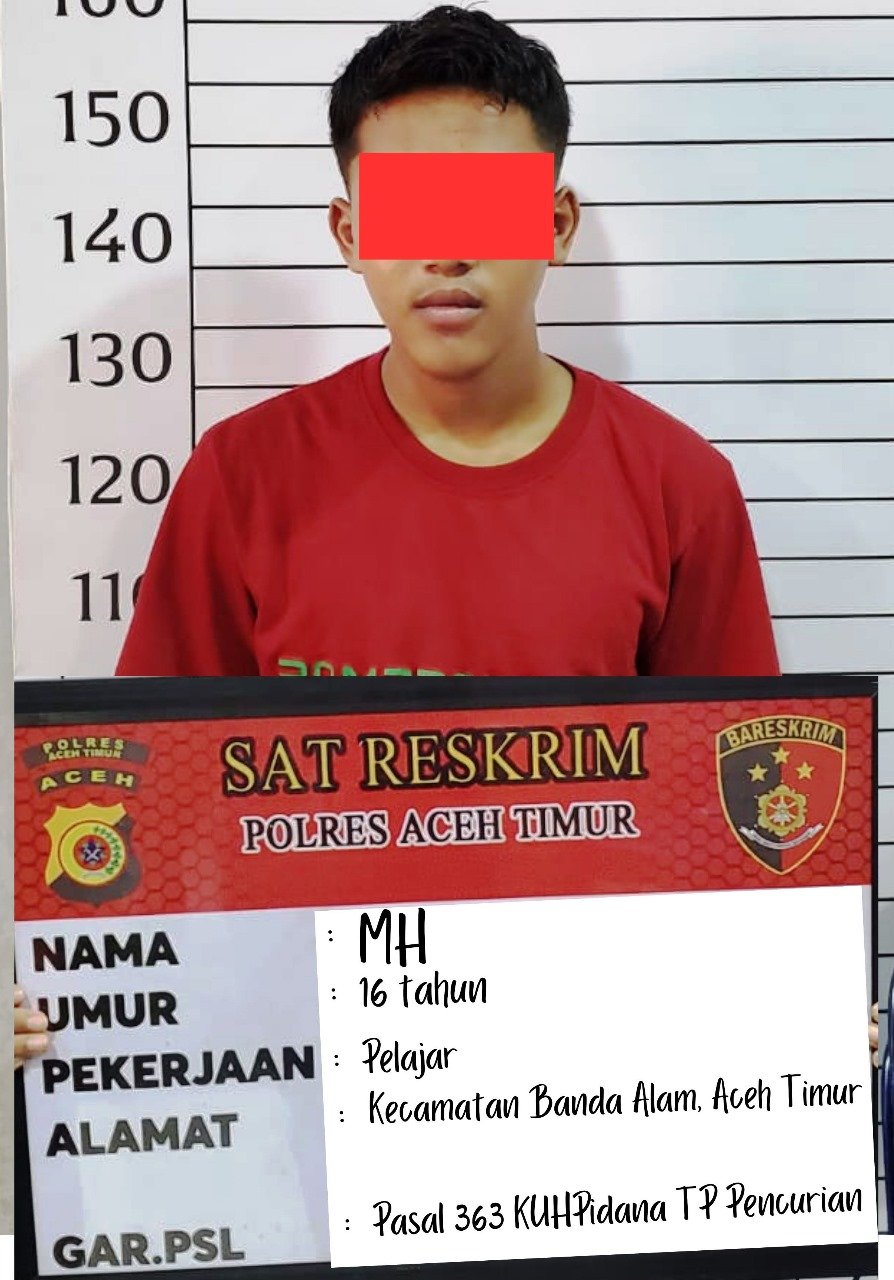 Polres Aceh Timur Amankan Remaja Pencuri Kabel Listrik di Kantor Puskeswan Peureulak Barat