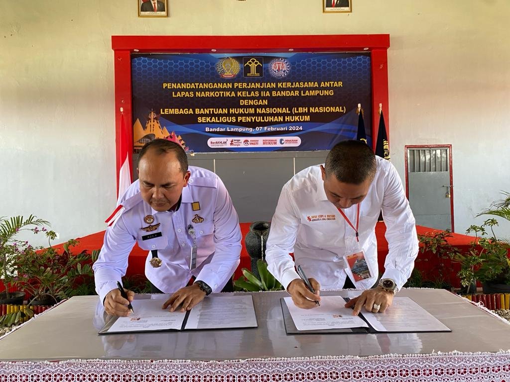 Lapas Narkotika Bandar Lampung dan LBH Nasional Berkomitmen Berikan Bantuan Hukum Warga Binaan