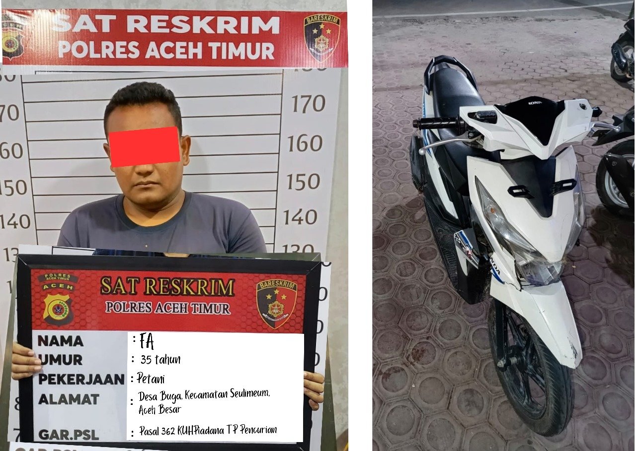 Satreskrim Polres Aceh Timur Berhasil Amankan Pelaku Pencurian Sepeda Motor