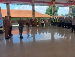 Danramil 0815/05 Gedeg Bareng Forkopimcam Gelar Apel Siaga Linmas Pengamanan Pemilu 2024