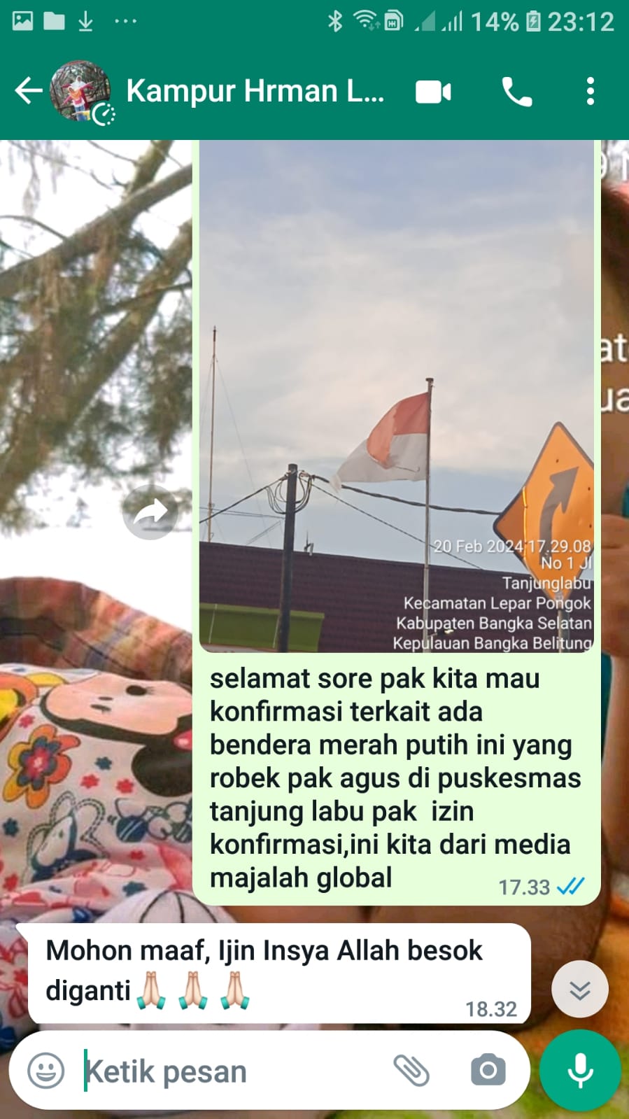 Sungguh Sangat Miris Bendera Robek Masih Berkibar Dikantor Puskemas Tanjung Labu