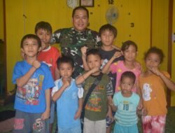 Satgas TMMD ke 119 Akrab Dengan Anak – anak Kampung Kelian