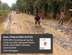 Dampak Banjir,Akses Jalan Di Desa Pematang Jering Terganggu