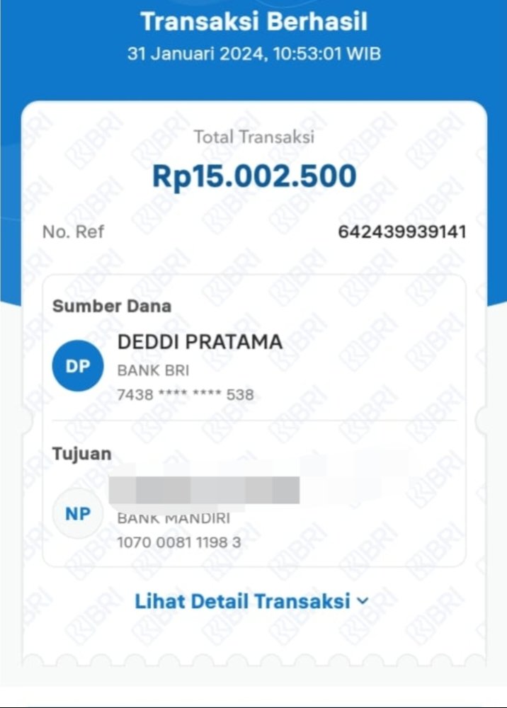 Bukti transfer kepada oknum 