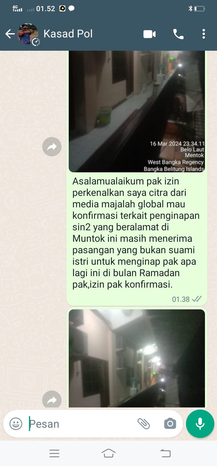 Penginapan sin-sin Muntok masih menerima tamu yang bukan pasangan suami dan istri