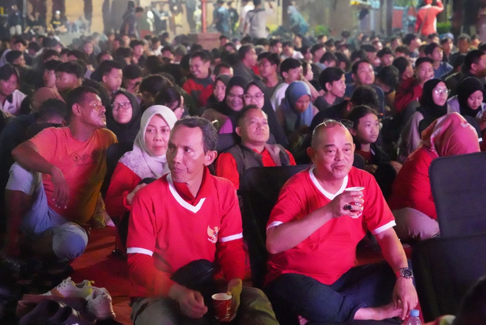 Bupati Mojokerto Gelar Nobar Laga Perebutan Tempat Ketiga Piala AFC U23 Bersama Forkopimda Mojokerto Raya