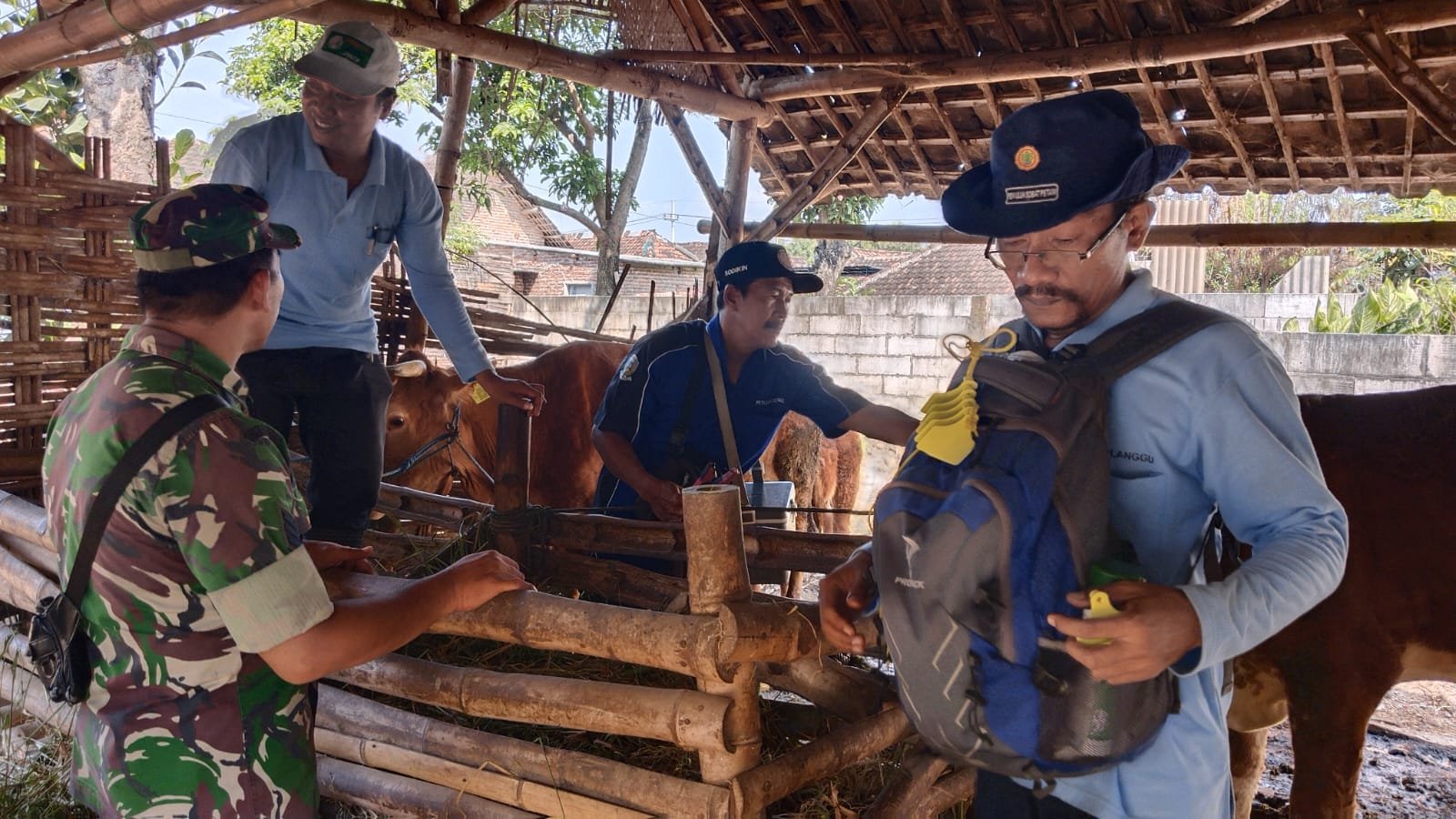 Terus Aktif Dampingi Petugas Distan, Babinsa Koramil Dlanggu Berharap PMK Terus Terkendali