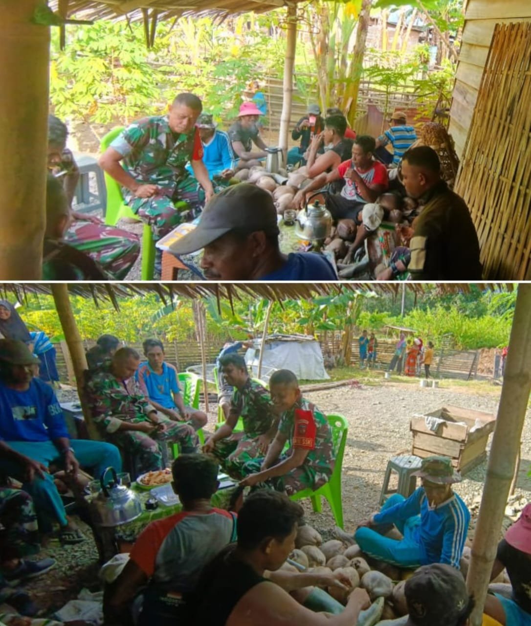 Duduk Bersama Satgas TMMD Ke 121 Kodim 1509/Labuha Berbagi Cerita Bersama Warga Desa Dolik