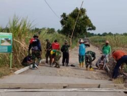 Satgas TMMD 121 Mojokerto, Mulai Garap Rabat Beton Jalan Lingkungan Dusun Bandung Wetan