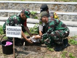 Tanam 450 Pohon, Dansatgas TMMD 121 Mojokerto : Wujudkan Keberkahan & Kebermanfaatan Lingkungan Desa Bandung