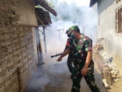 Basmi Sarang Nyamuk, Koramil Kutorejo Bareng Puskesmas Fogging Pemukiman Warga