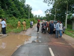 Rekanan Dinas PUPR Tubaba siap perbaiki dua titik ruas jalan amblas di Kecamatan Gunung Terang