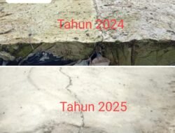 Baru selesai Dibangun Jalan Lingkungan Desa Sengkati Kecil Tahun 2025 Sudah Retak