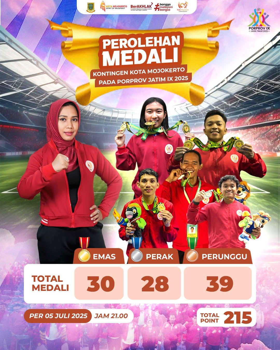 Kota Mojokerto Masuk 10 Besar Porprov IX Jawa Timur 2025