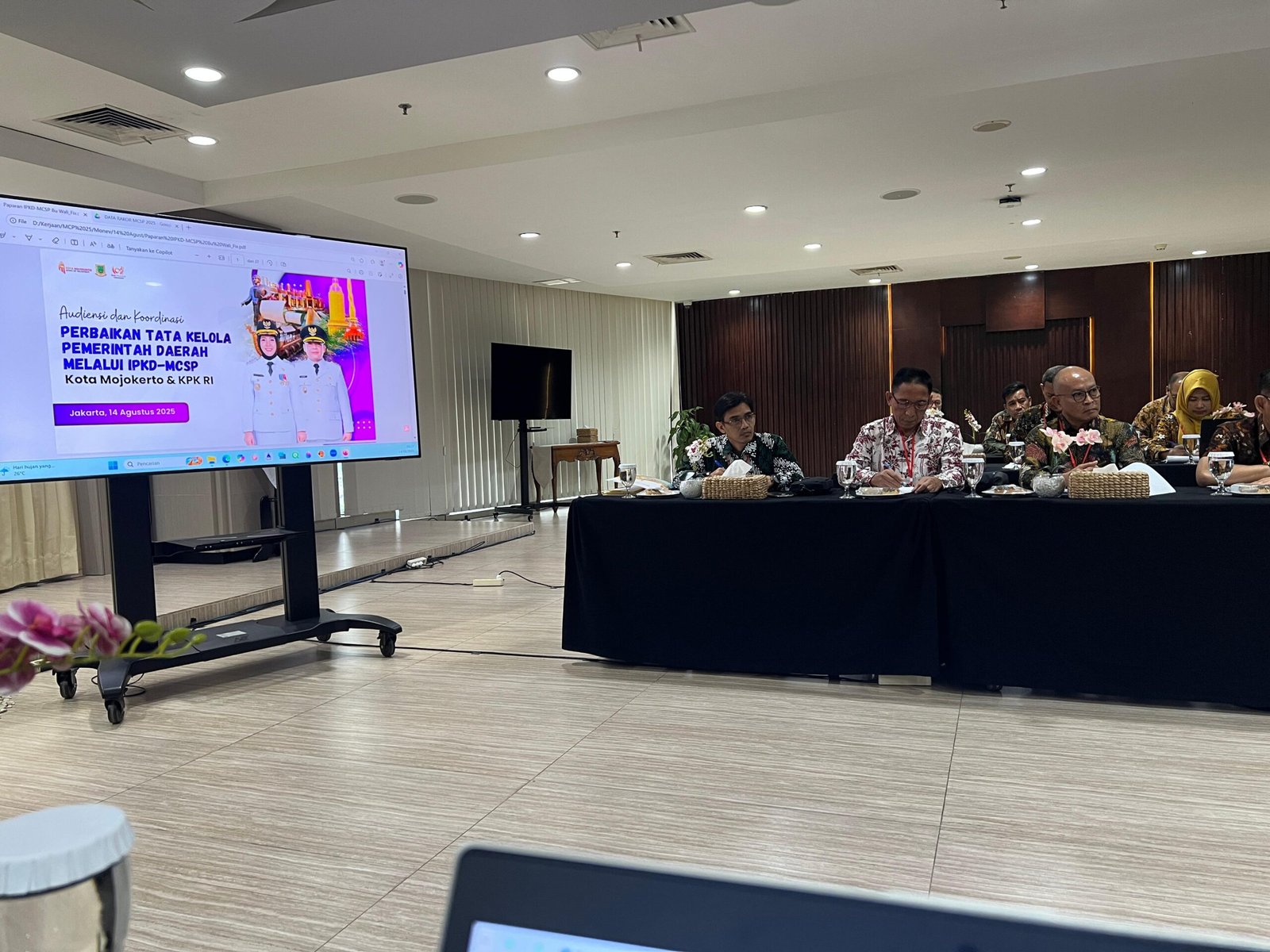 Pemkot Mojokerto Hadiri Rapat Koordinasi dan Evaluasi Tata Kelola Pemerintahan Daerah Bersama KPK RI