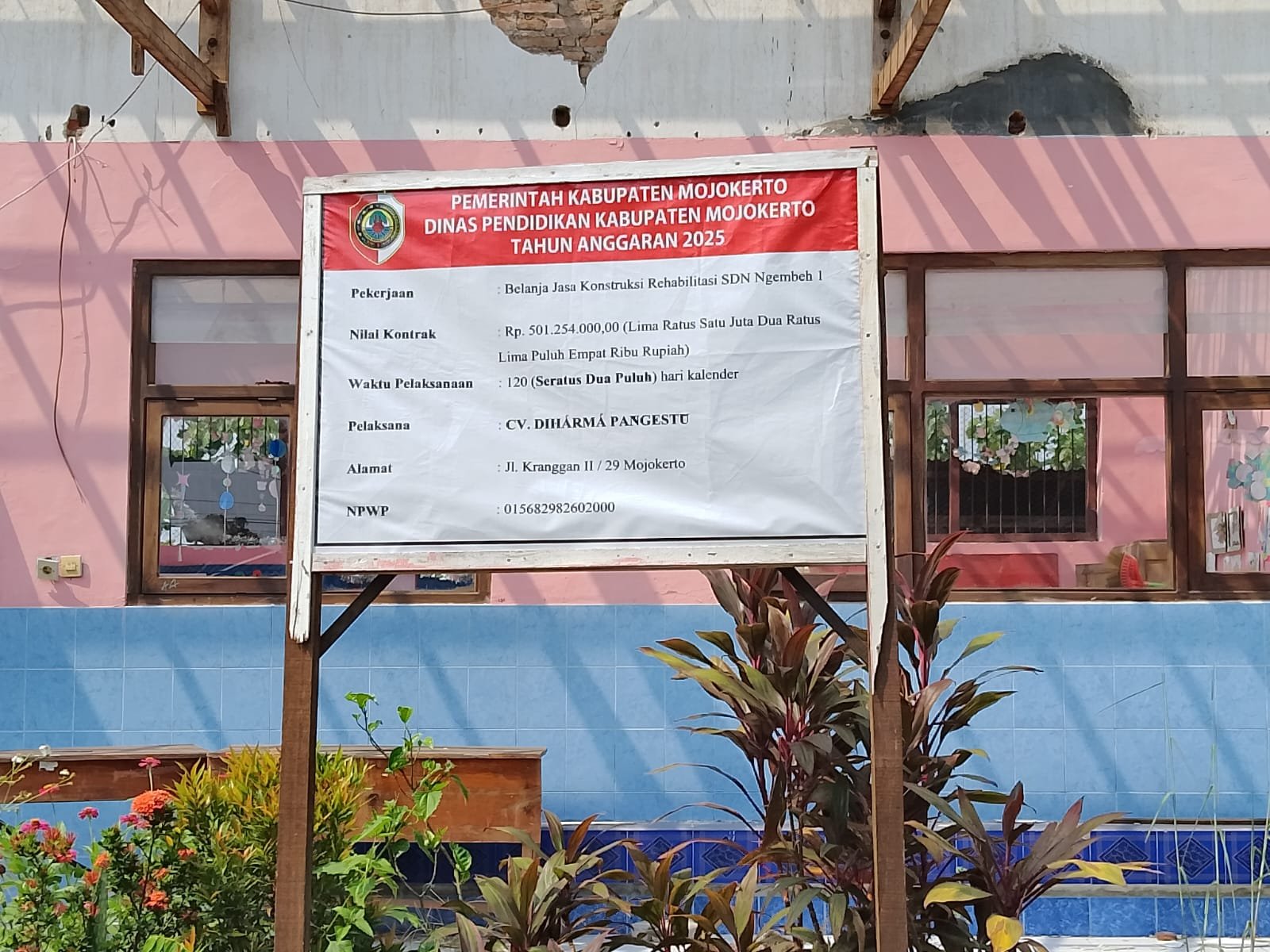 Dispendik Kabupaten Mojokerto Rehabilitasi SDN Ngembeh 1