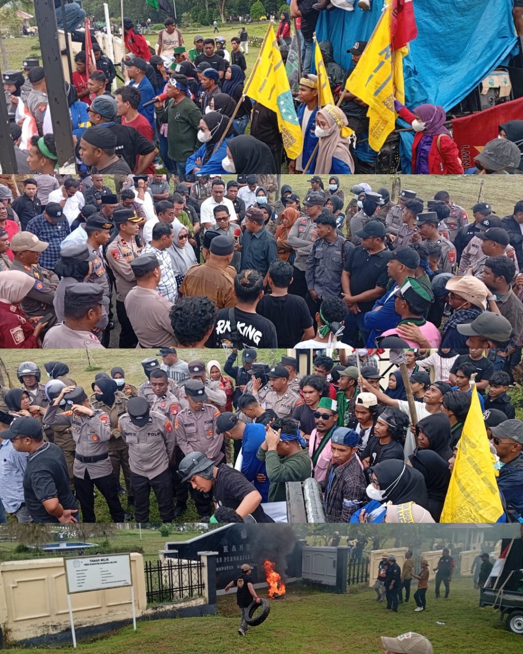 Gegara Sebut GOBLOK Ke Rakyat, Gedung DPRD Halsel Dikepung Ribuan Massa Desak DPP PDI-P PAW Masdar