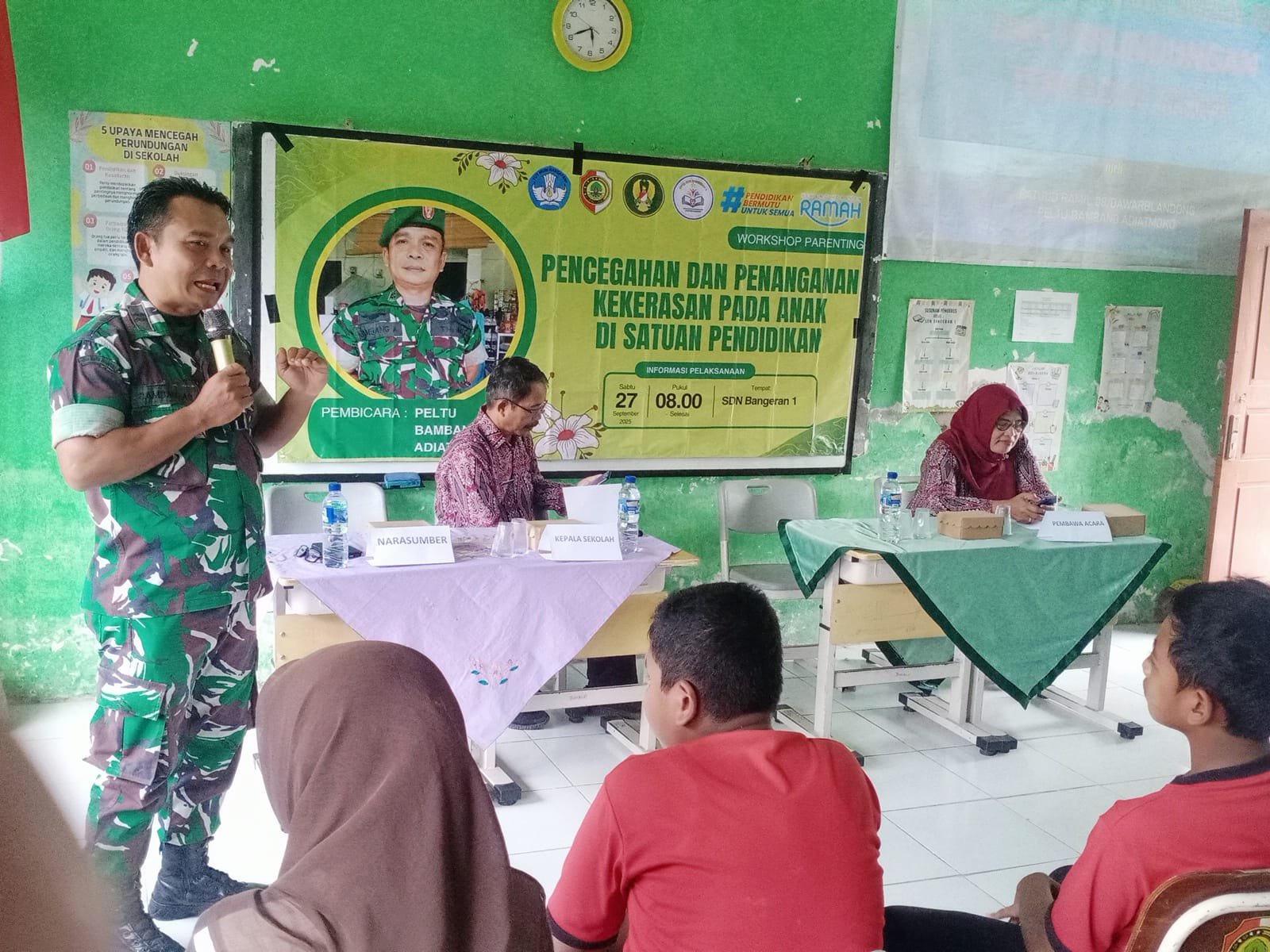 Wujudkan Sekolah Ramah Anak, Koramil 0815/08 Dawarblandong Gelar Sosialisasi Anti-Kekerasan