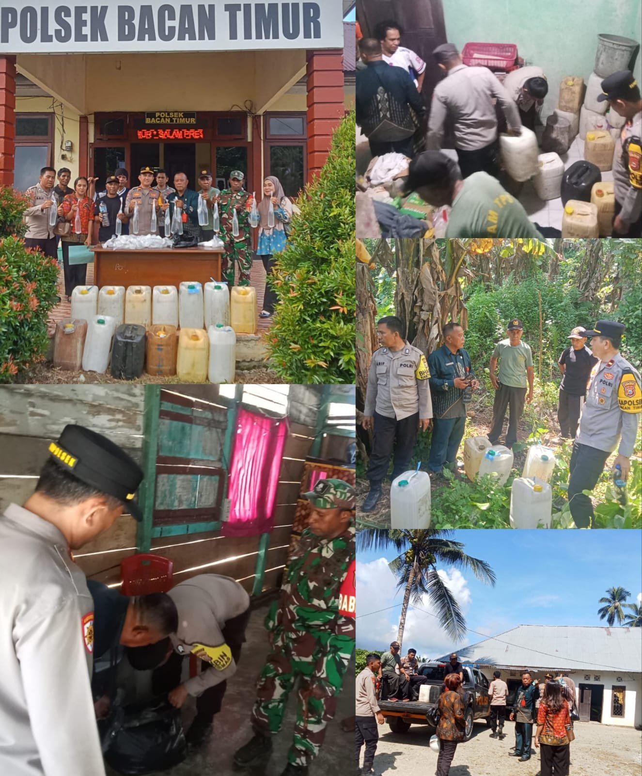Ratusan Liter Minuman Keras Kembali Disita Polres Halsel Melalui Polsek Bacan Timur Di Desa Babang