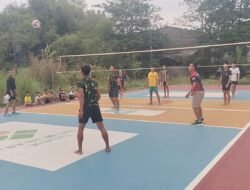 Satgas TMMD ke-126 Kodim 0815/Mojokerto Gelar Voli Persahabatan Bersama Karang Taruna Dusun Wonosari
