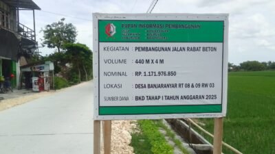 Realisasi Pembangunan Jalan Cor Beton Tahap I di Desa Banjaranyar, Baureno, Bojonergoro